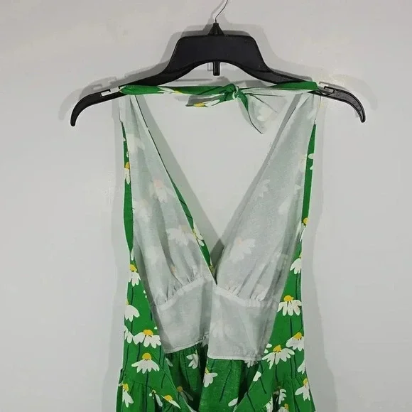 {Catherine Carr} 60s Women's Vintage Green Floral Print Apron Dress - Picture 8 of 13